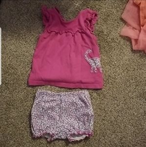 Carter's Girls 12M Dinosaur 3 Piece Short Set